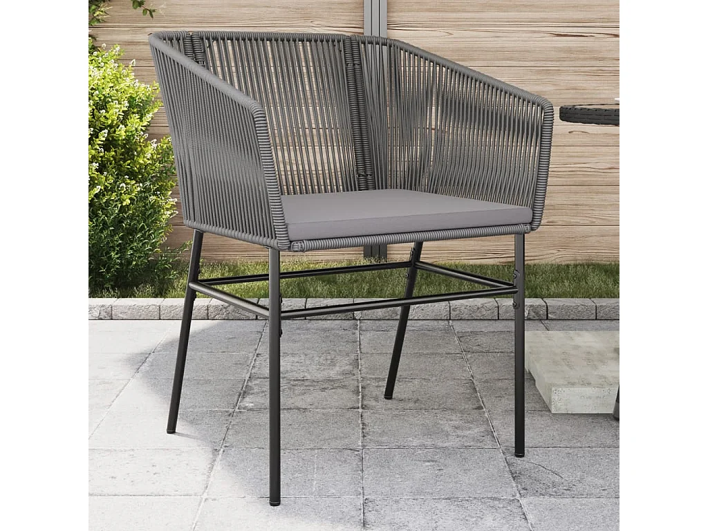 Set van 2 tuinstoelen met grijze kunsthars rieten kussens