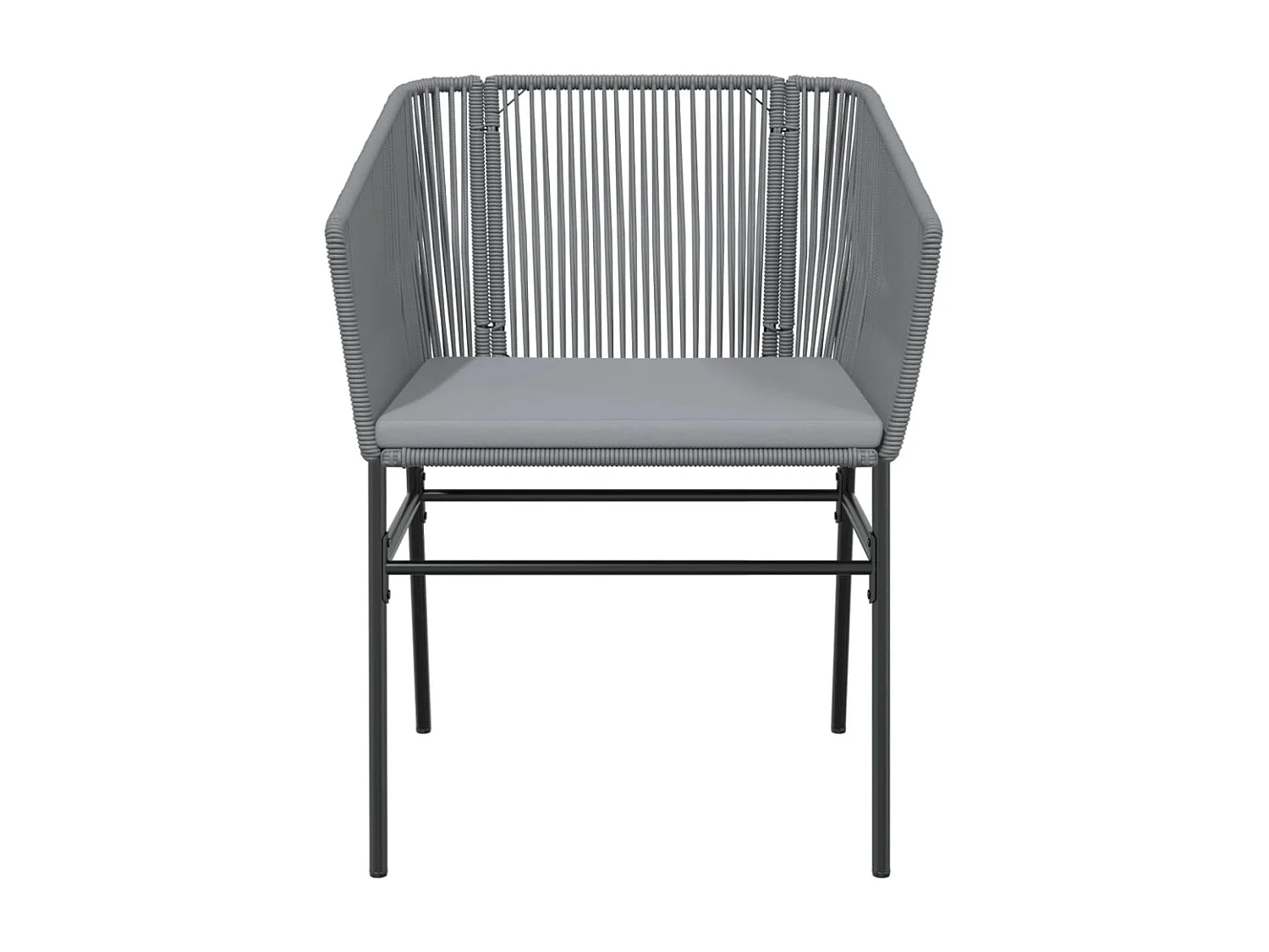 Set van 2 tuinstoelen met grijze kunsthars rieten kussens