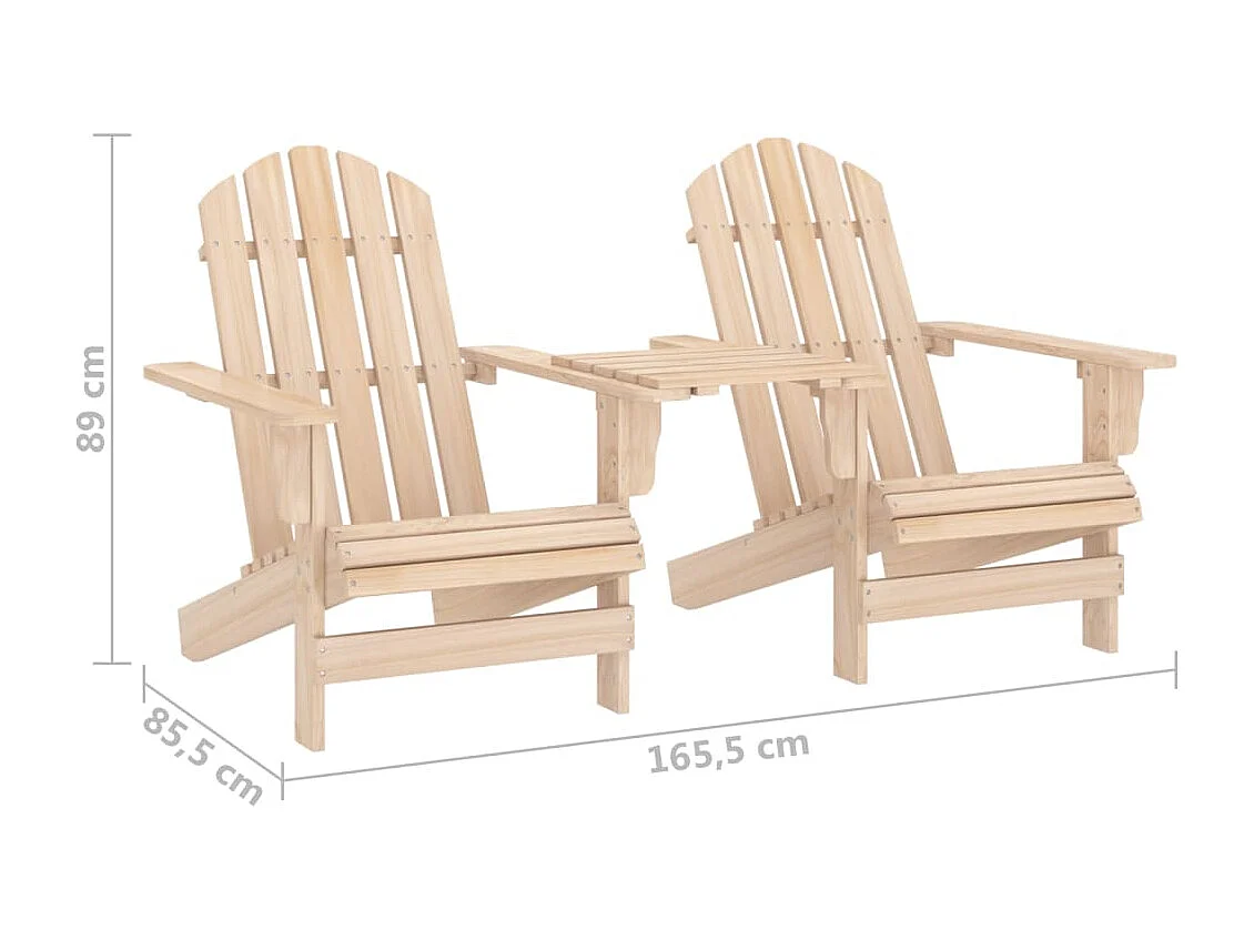 Sedie da giardino Adirondack con tavolo in legno massello di abete