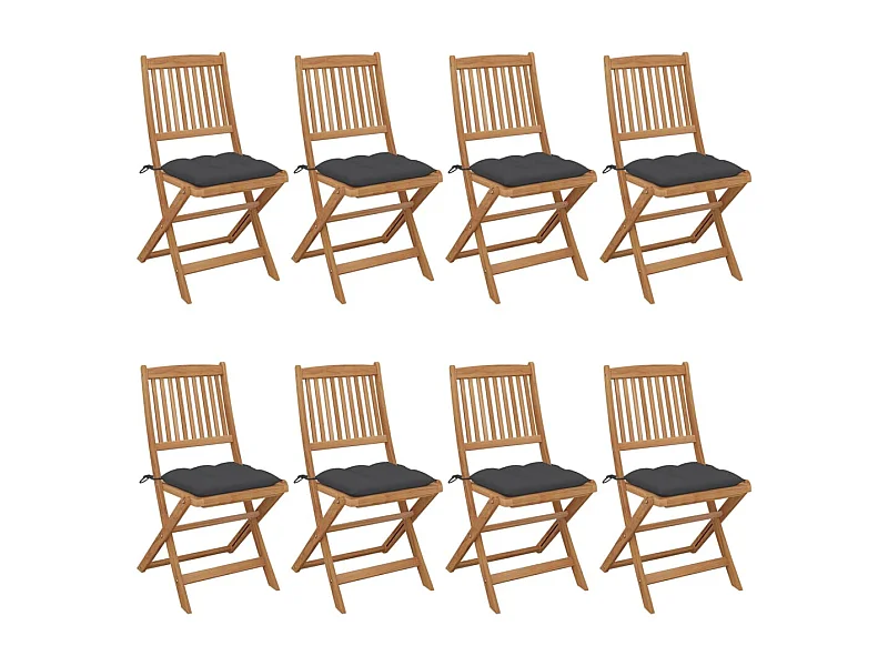 Opvouwbare tuinstoelen set van 8 met kussens Acaciahout