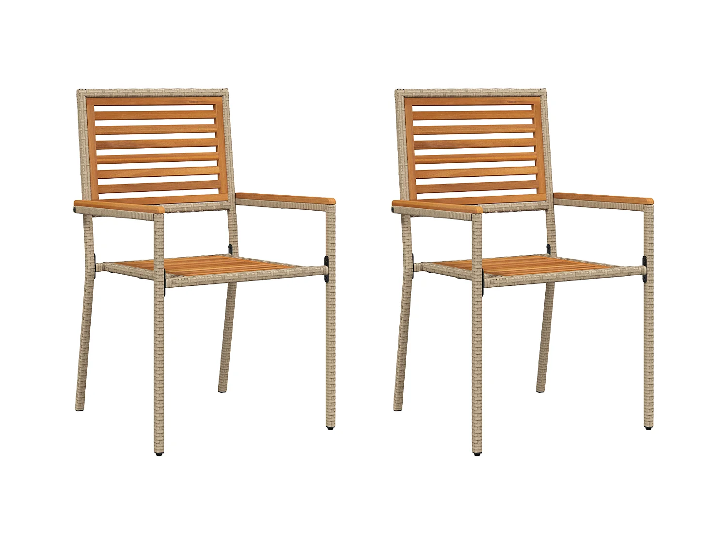 Sedie da giardino impilabili - Set da 2 in polyrattan beige.