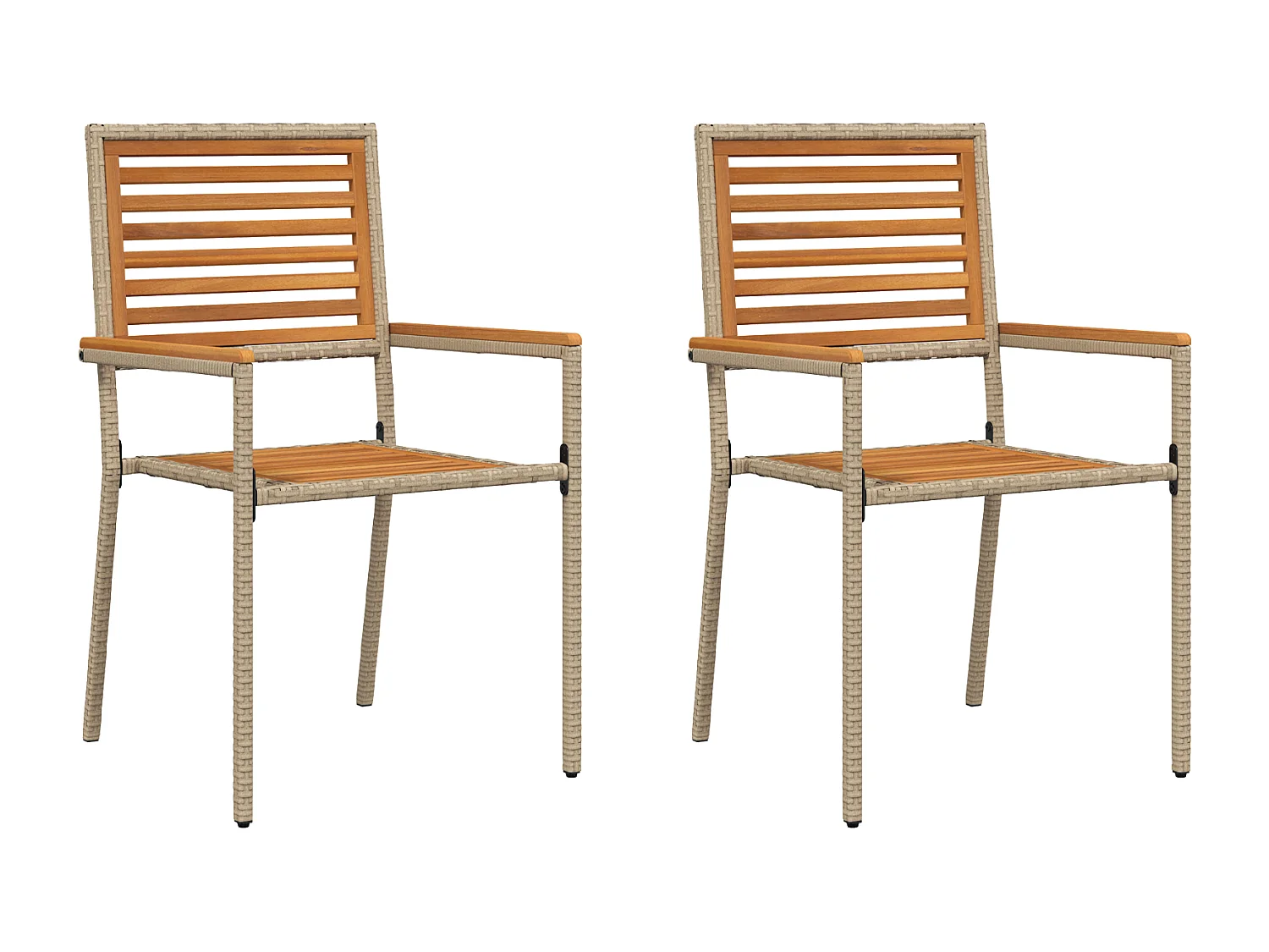 Stapelbare tuinstoelen - Set van 2 in beige polyrotan.