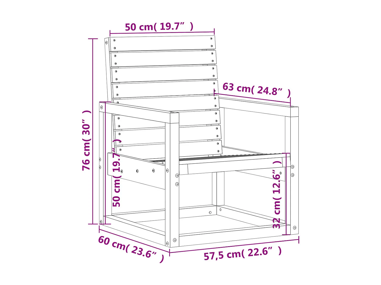 Tuinstoel 57,5x63x76 cm massief Douglassparrenhout