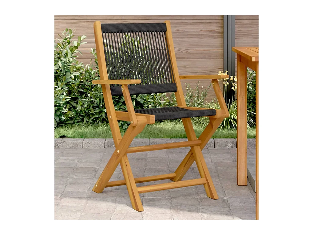 Chaises de jardin lot de 2 noir bois d'acacia et polypropylène