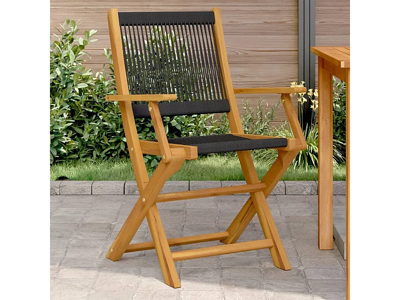 Chaises de jardin lot de 2 noir bois d'acacia et polypropylène