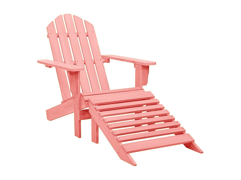 Adirondack tuinstoel met voetenbank, massief dennenhout, roze