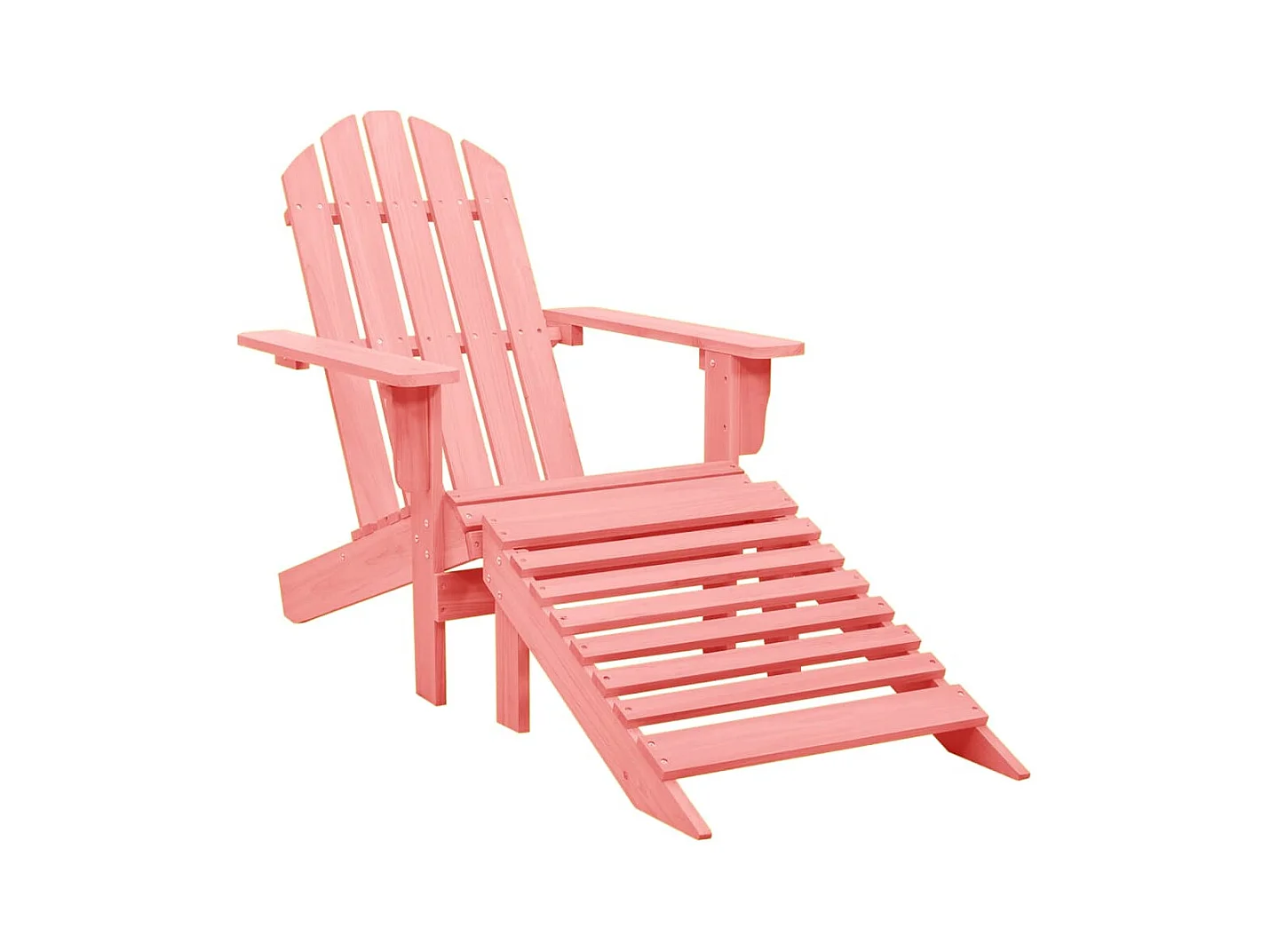 Chaise de jardin Adirondack avec pouf bois de sapin solide rose