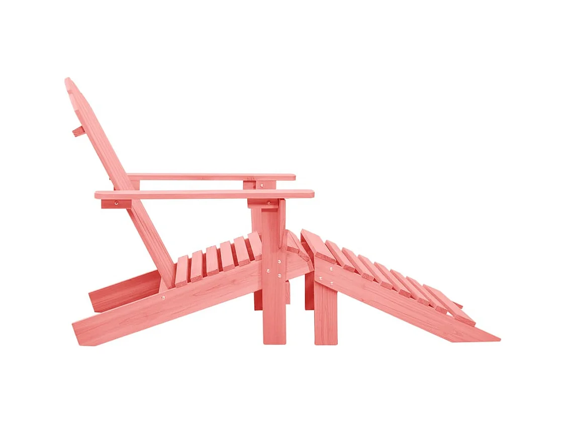 Chaise de jardin Adirondack avec pouf bois de sapin solide rose