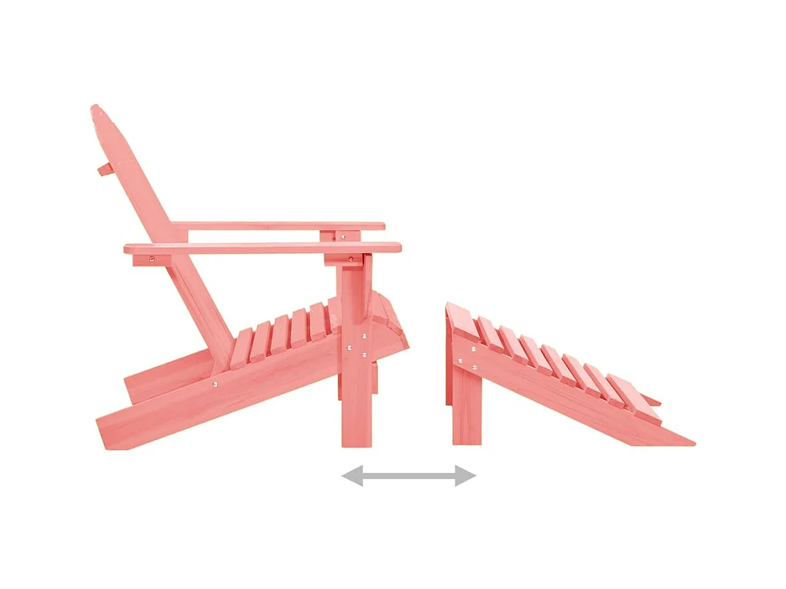 Chaise de jardin Adirondack avec pouf bois de sapin solide rose