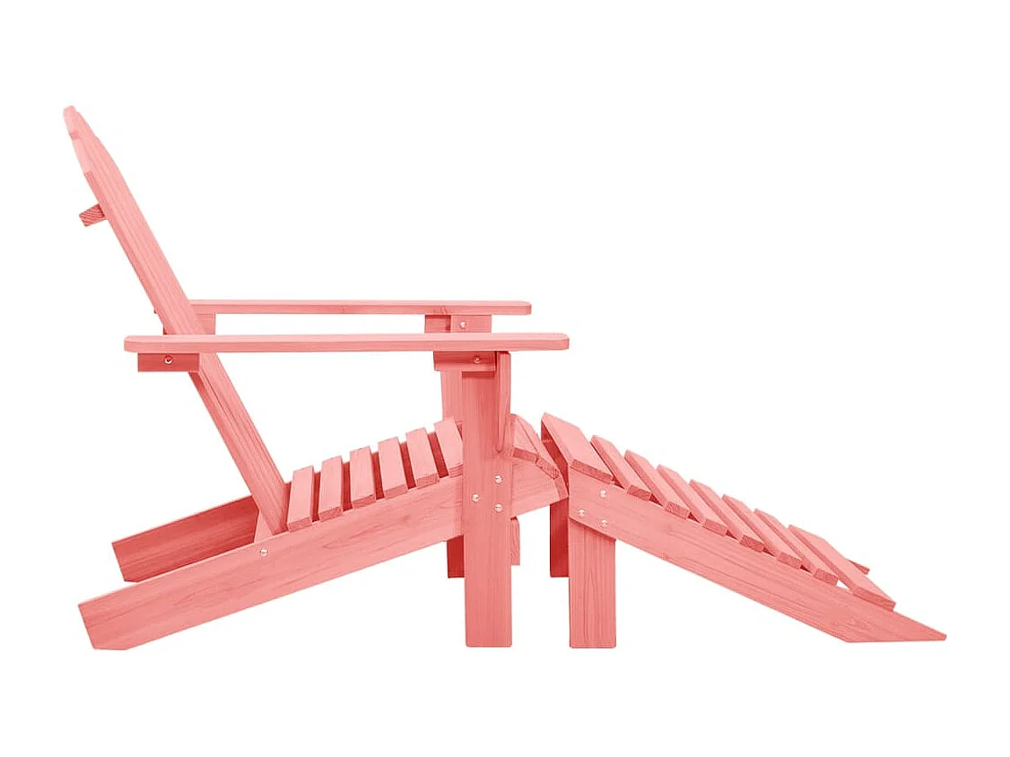 Chaise de jardin Adirondack avec pouf bois de sapin solide rose