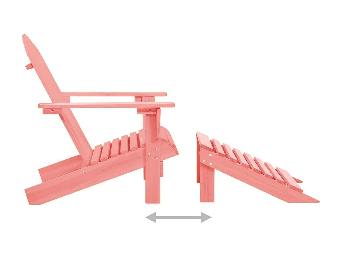 Chaise de jardin Adirondack avec pouf bois de sapin solide rose