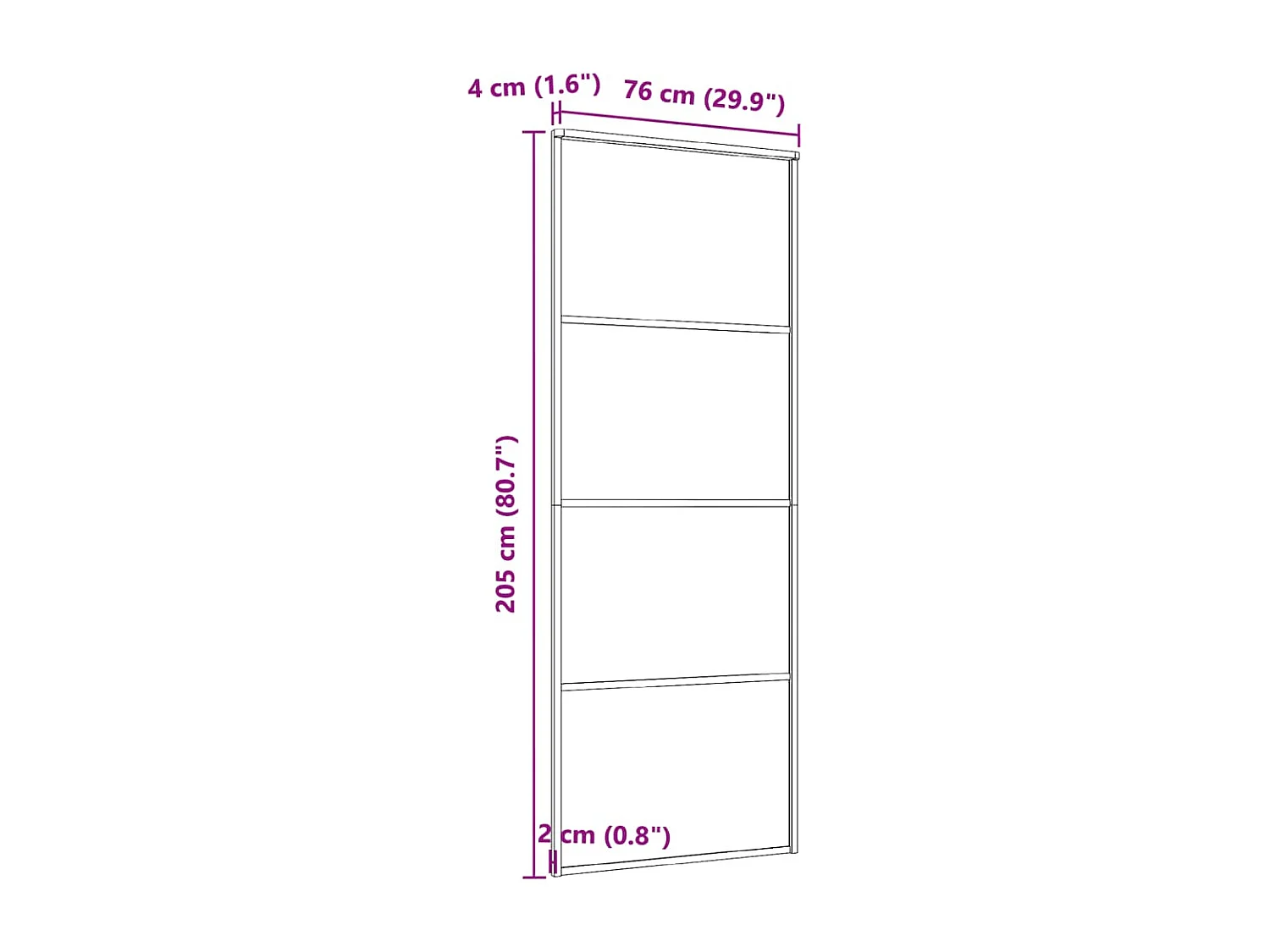 Puerta corredera Cristal ESG esmerilado y aluminio 76x205 cm Blanco
