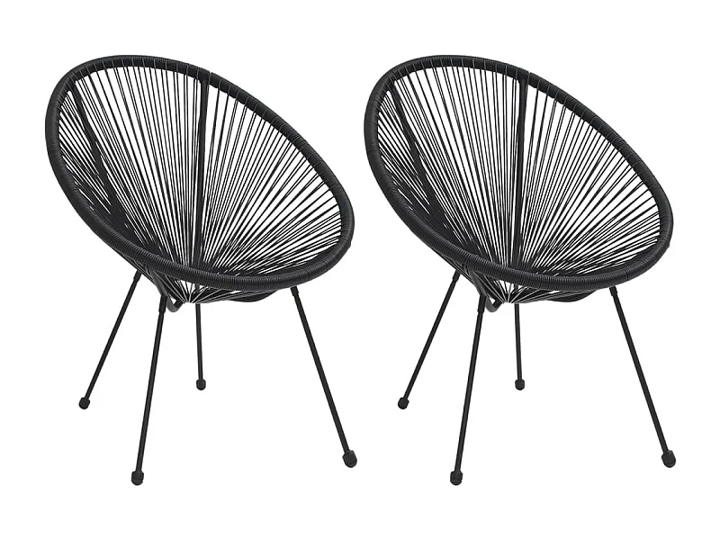 Mondförmige Gartenstühle 2er-Set Schwarzes Rattan