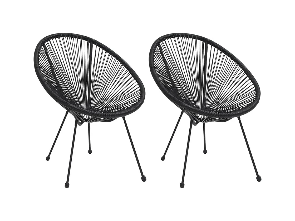 Maanvormige tuinstoelen set van 2 Zwarte rotan
