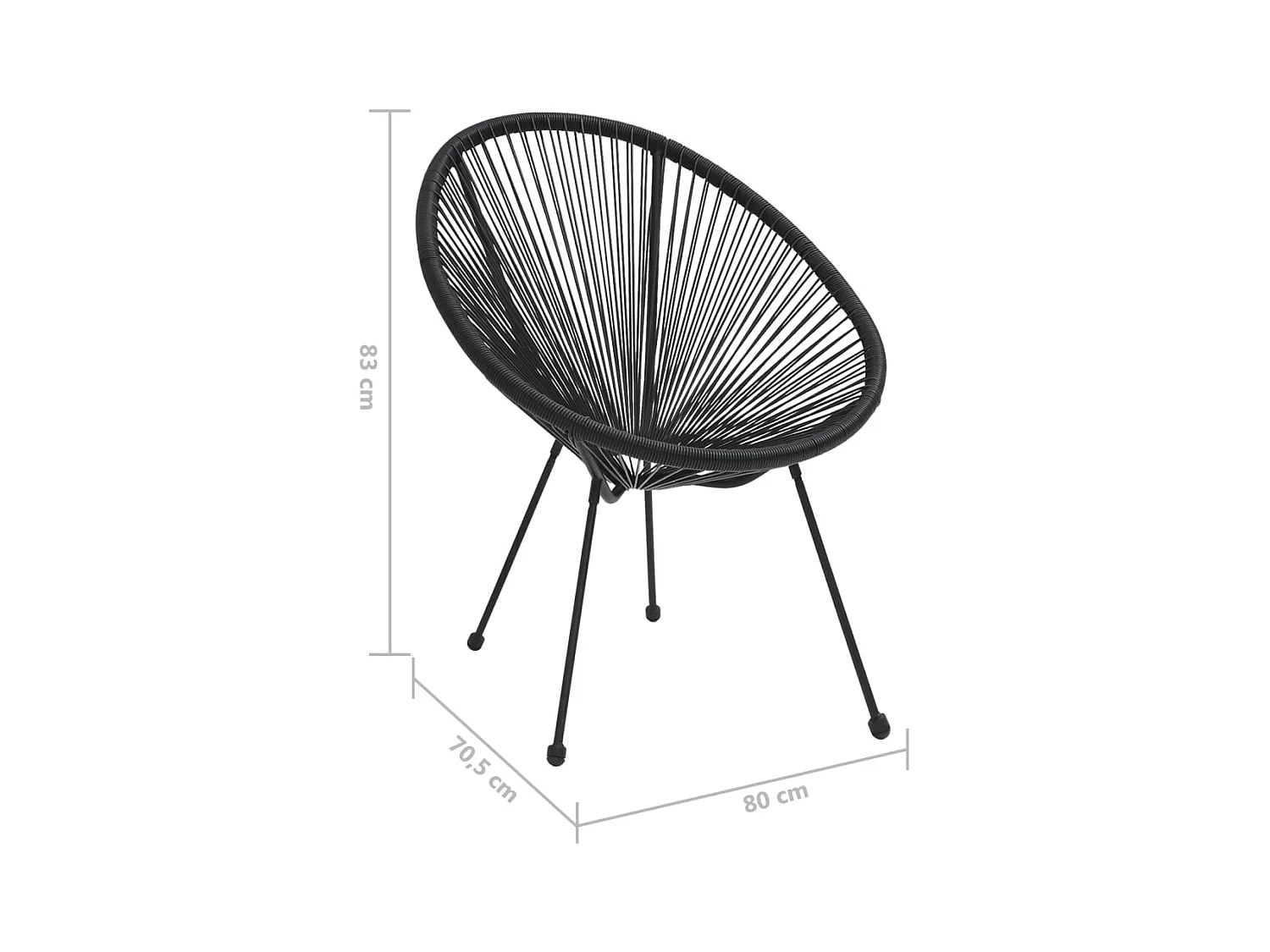Maanvormige tuinstoelen set van 2 Zwarte rotan