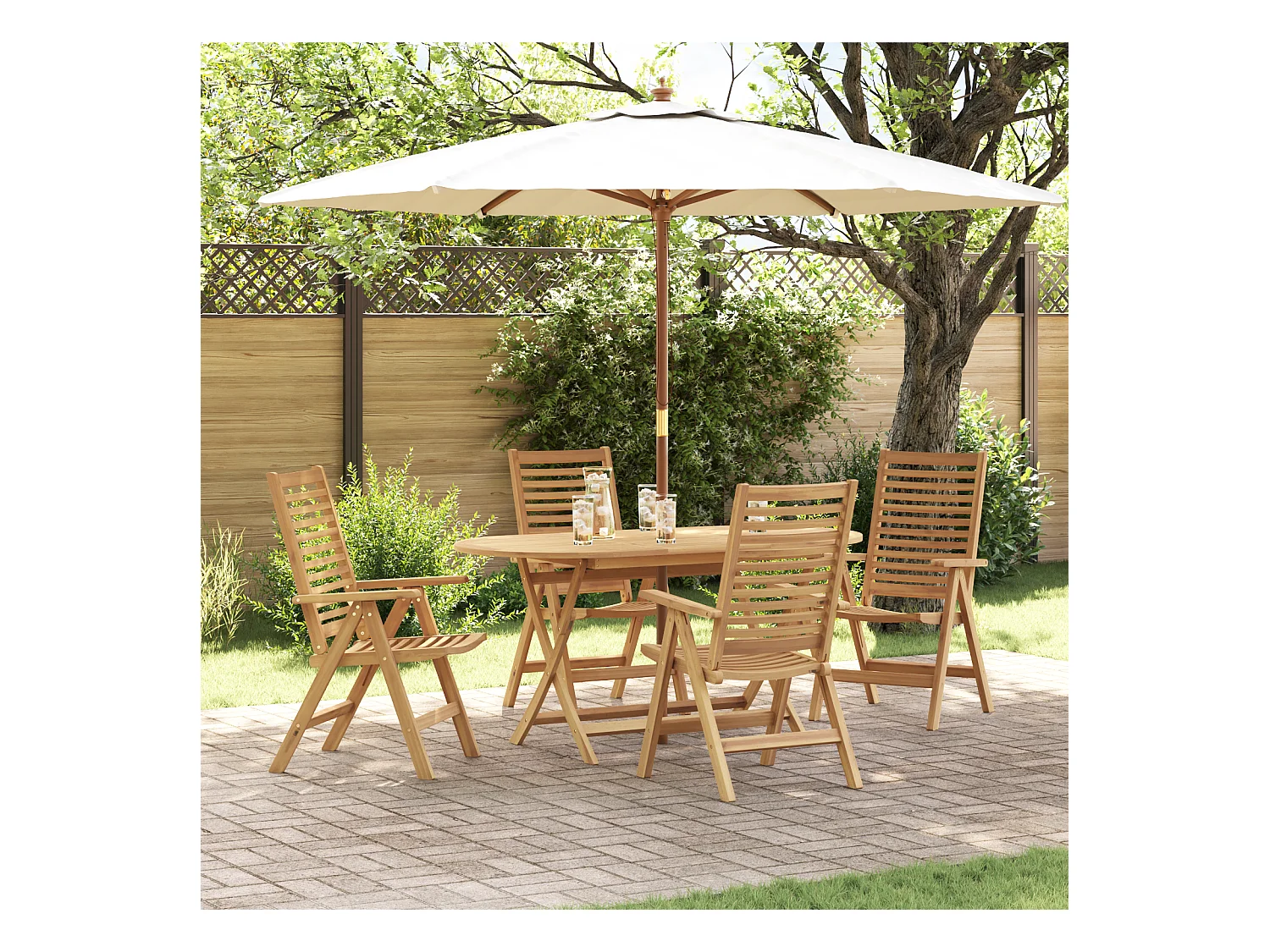 Chaises de jardin pliantes 4 pcs en bois massif de teck