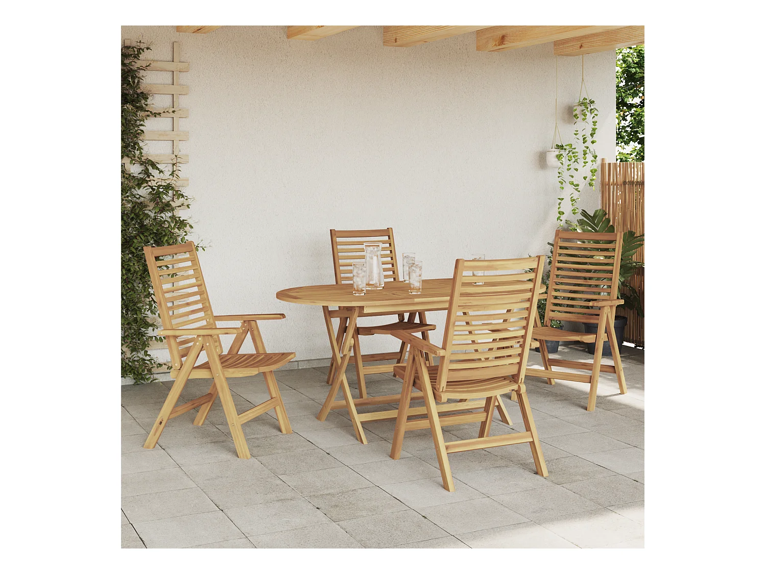 Chaises de jardin pliantes 4 pcs en bois massif de teck