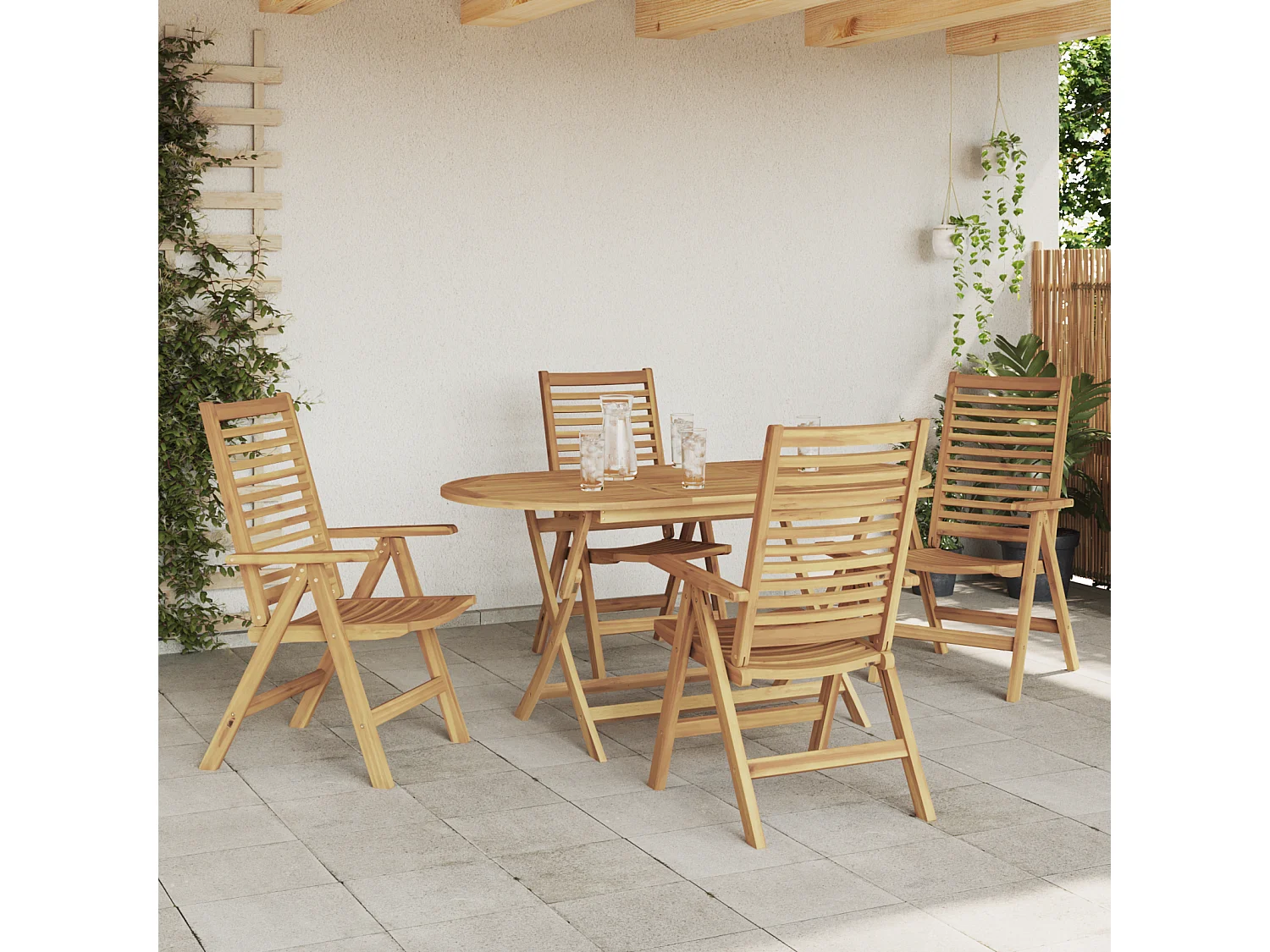 Chaises de jardin pliantes 4 pcs en bois massif de teck