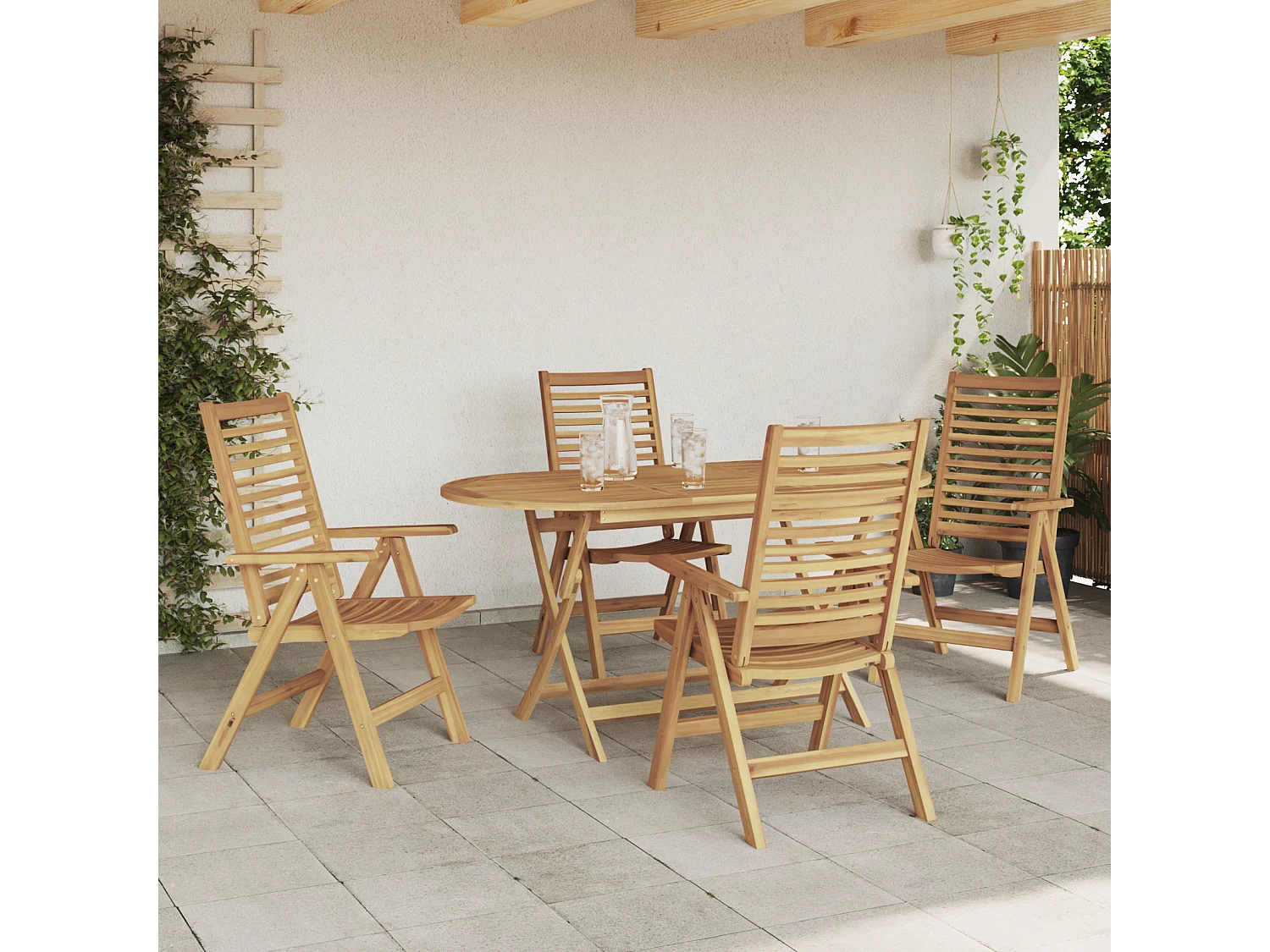 Stück Klappbare Gartenstühle aus massivem Teakholz