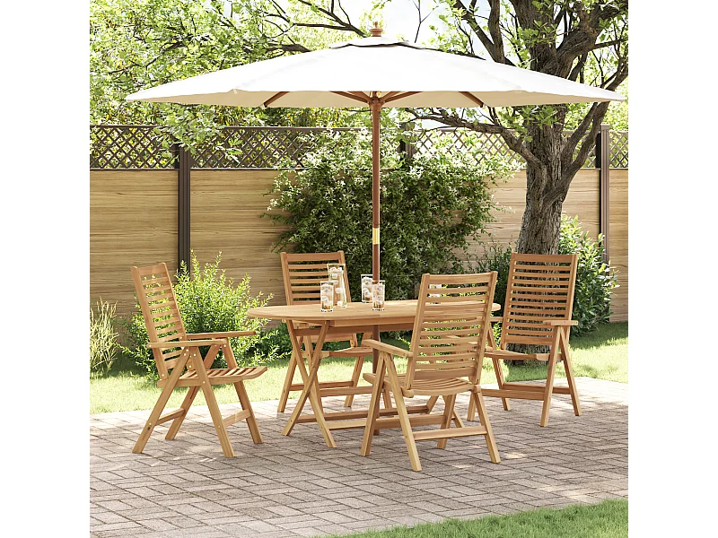 Chaises de jardin pliantes 4 pcs en bois massif de teck