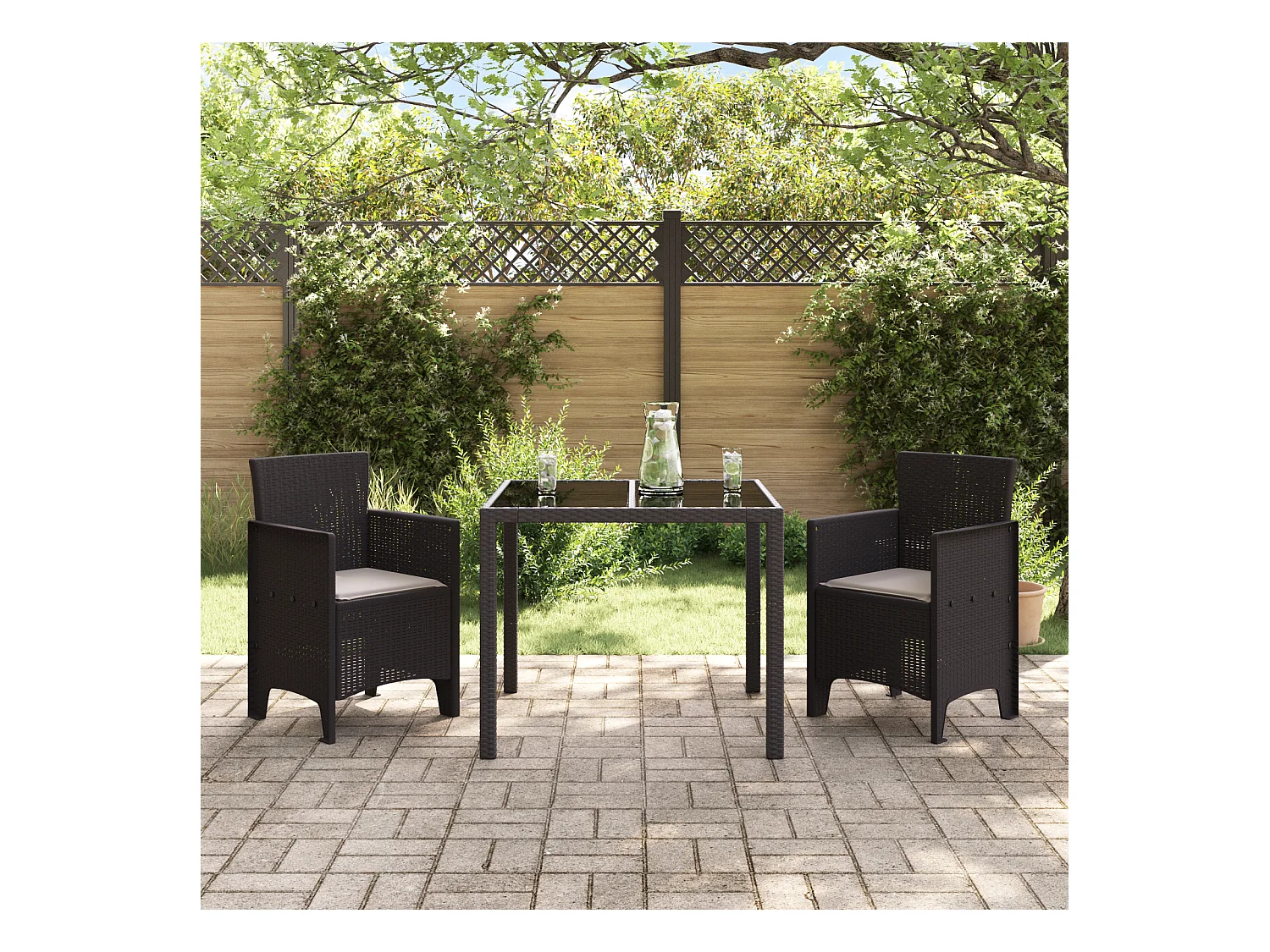 Tuinstoelen met kussens 2 stuks Bruin Poly Rotan