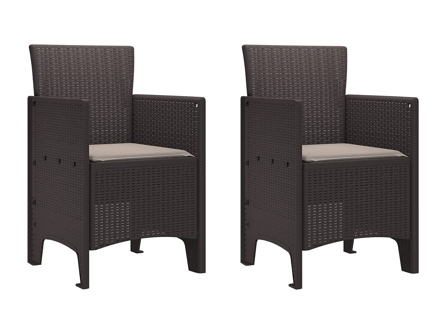 Tuinstoelen met kussens 2 stuks Bruin Poly Rotan