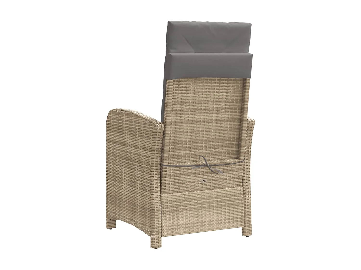 Liggende tuinstoel met voetenbankje beige rotan mix