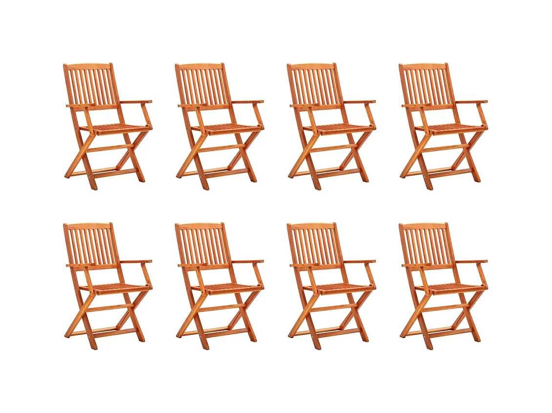 Chaises de jardin pliables lot de 8 Bois d'eucalyptus massif