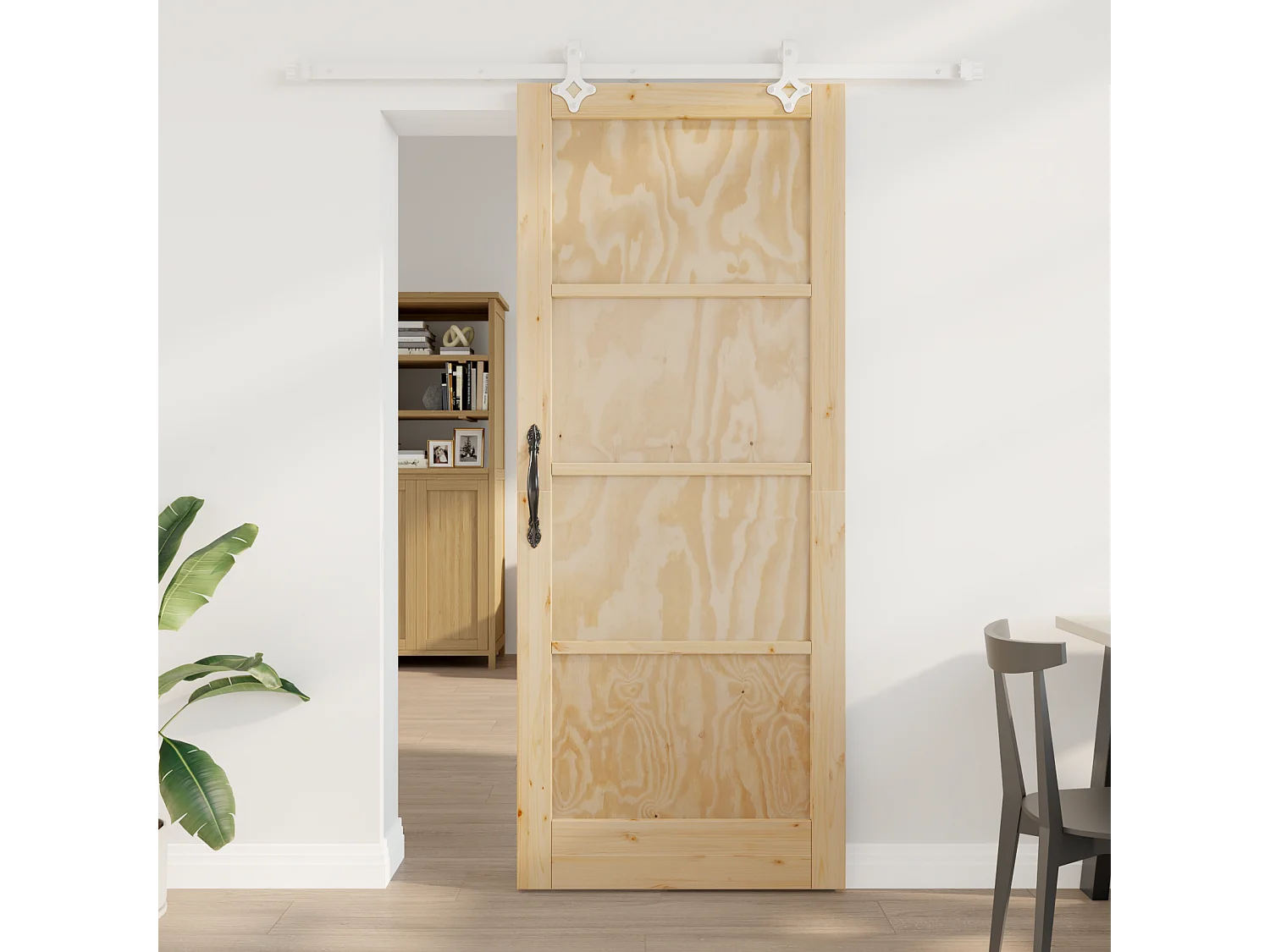 Schuifdeur met beslagset 86x211 cm in massief grenenhout