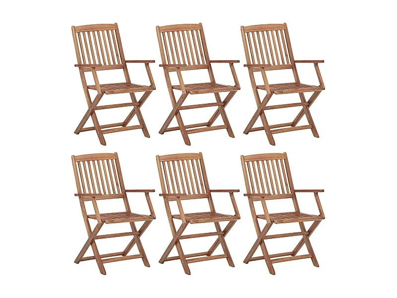 Chaises pliables de jardin 6 pcs Bois d'acacia solide