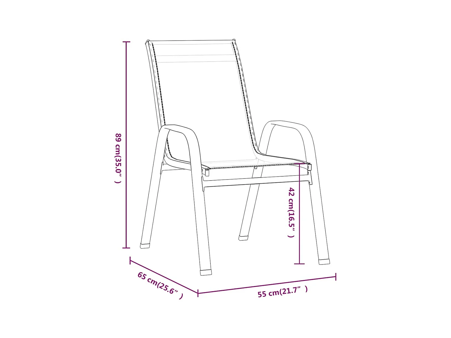 Stapelbare tuinstoelen set van 6 Zwarte Textilene stof