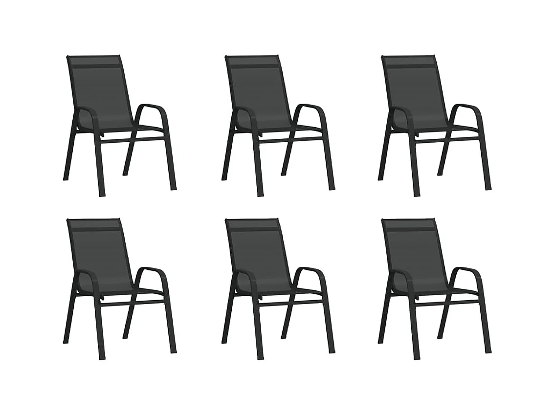 Chaises empilables de jardin lot de 6 Noir Tissu textilène