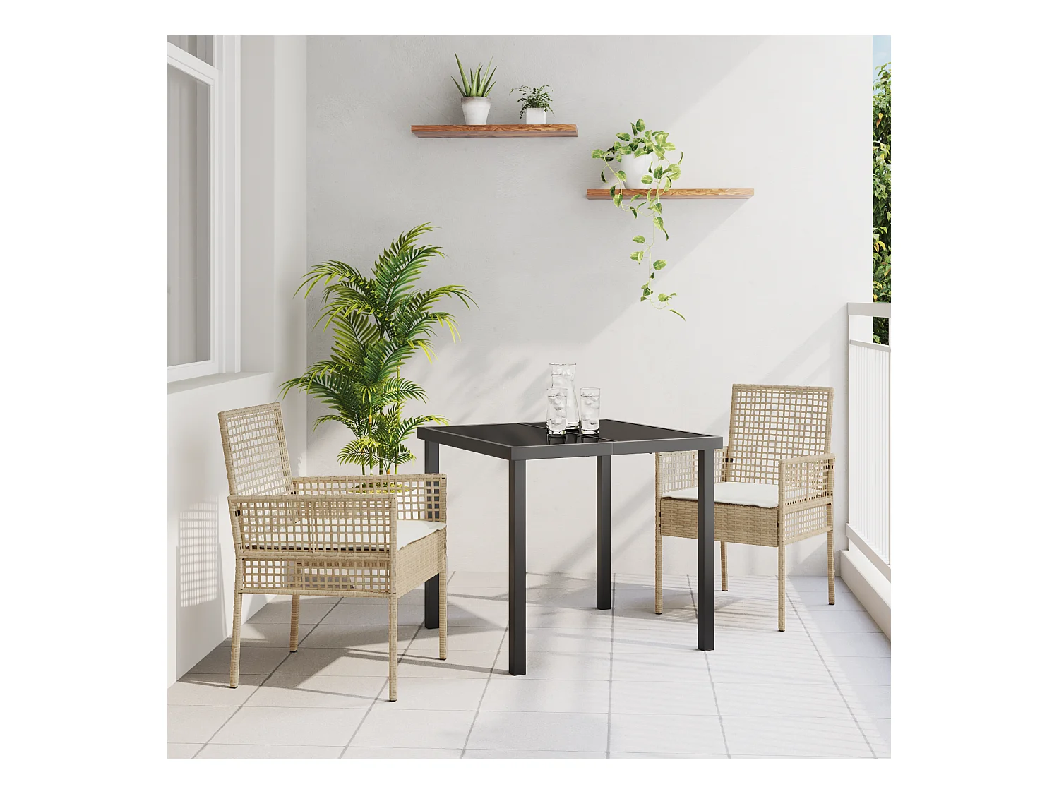 stuks tuinstoelen met beige kussens van polyrotan