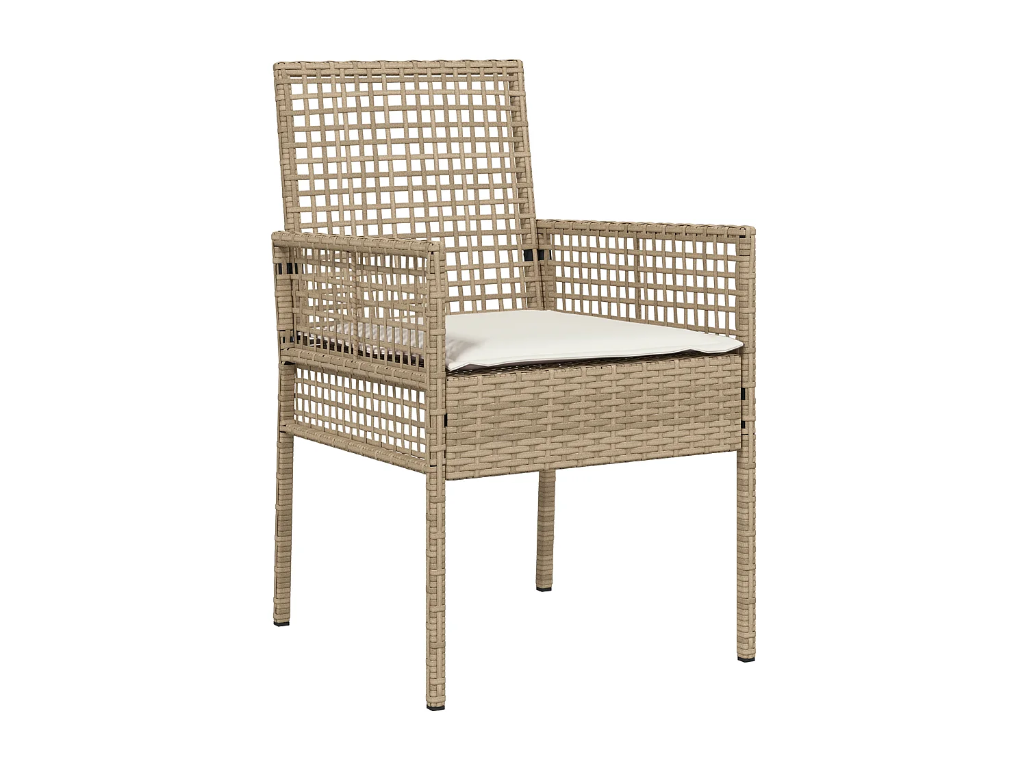 Chaises de jardin 2 pcs avec coussins Beige en poly rattan