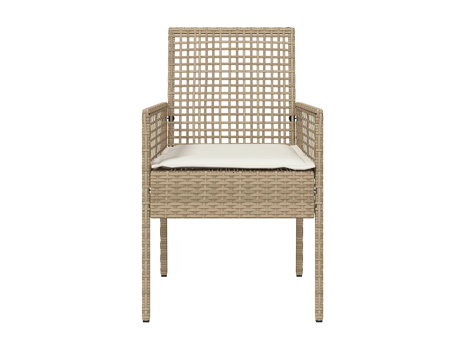 Chaises de jardin 2 pcs avec coussins Beige en poly rattan