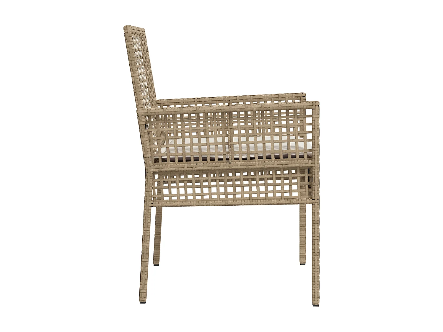 Chaises de jardin 2 pcs avec coussins Beige en poly rattan