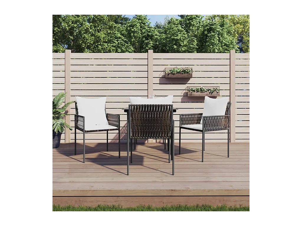 Set di 4 sedie e cuscini da giardino in rattan marrone 54x61x83 cm