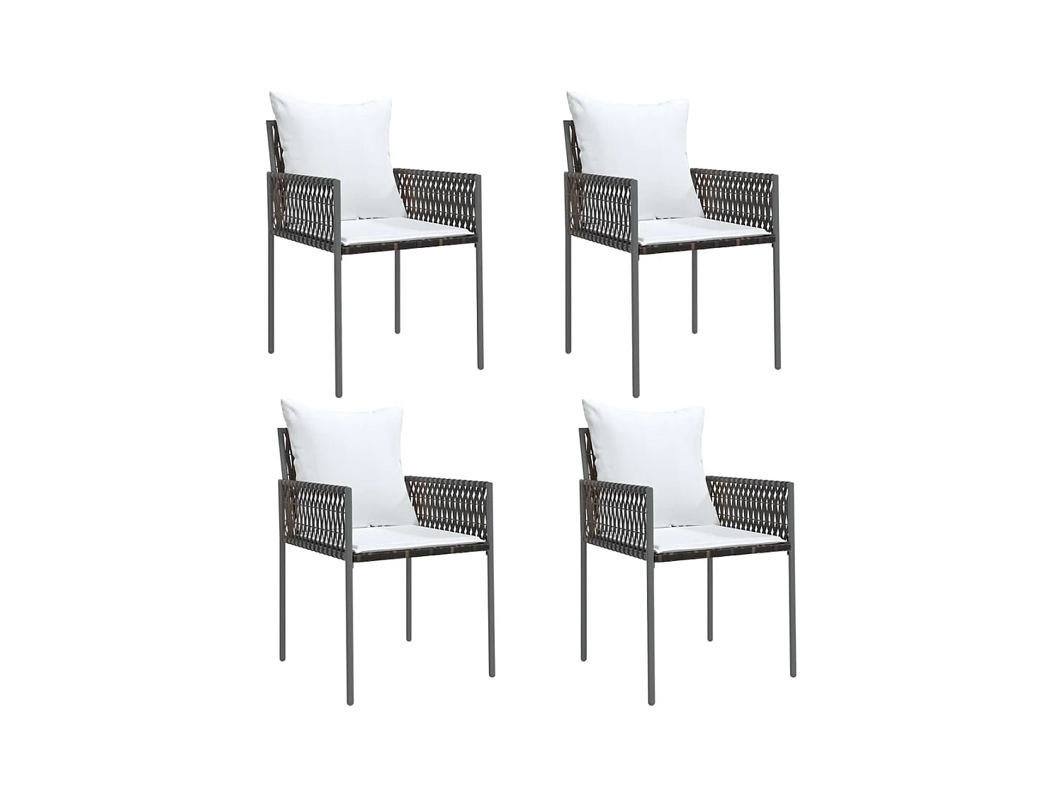 Set di 4 sedie e cuscini da giardino in rattan marrone 54x61x83 cm