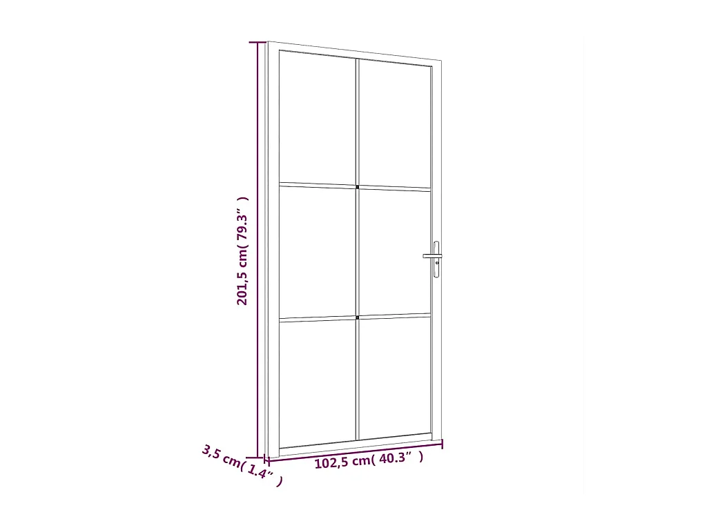 Binnendeur 102,5x201,5 cm Zwart Mat glas en aluminium
