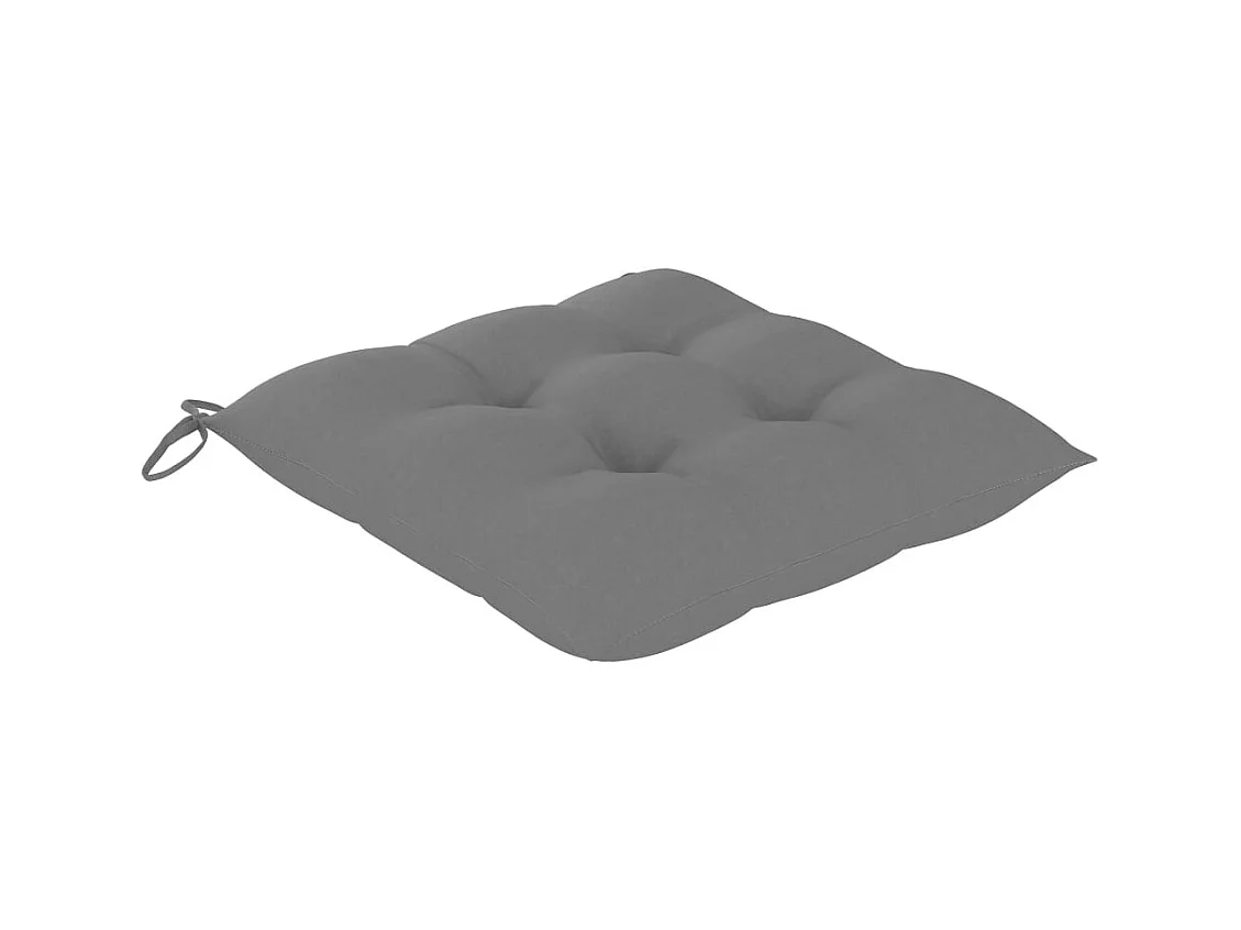 Chaises de jardin avec coussins gris lot de 8 Bois teck massif