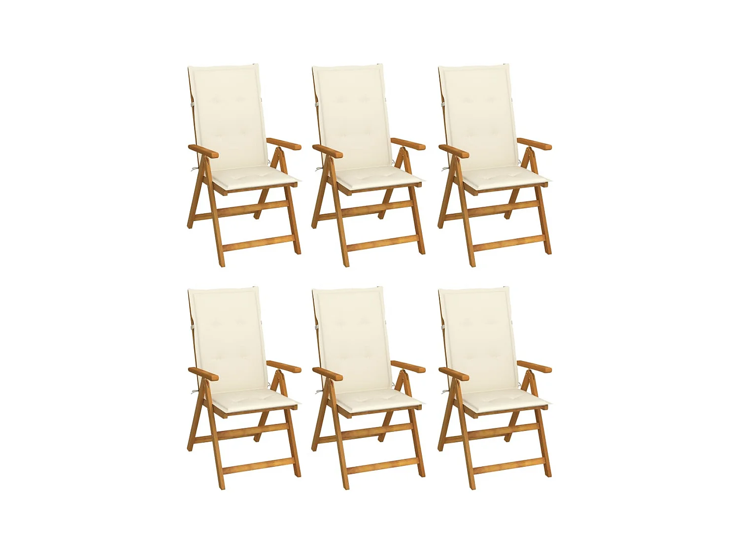 Juego de 6 sillas de jardín plegables con cojines de madera de acacia