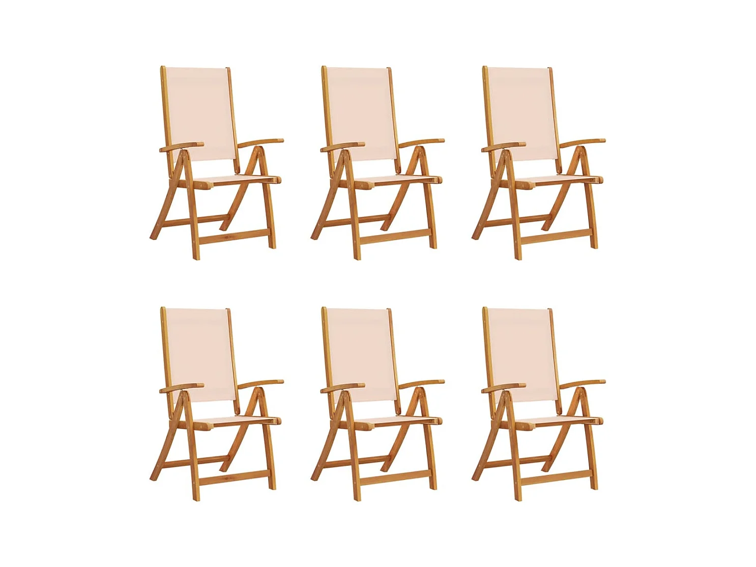 Opvouwbare tuinstoelen set van 6 acaciahout en textiel