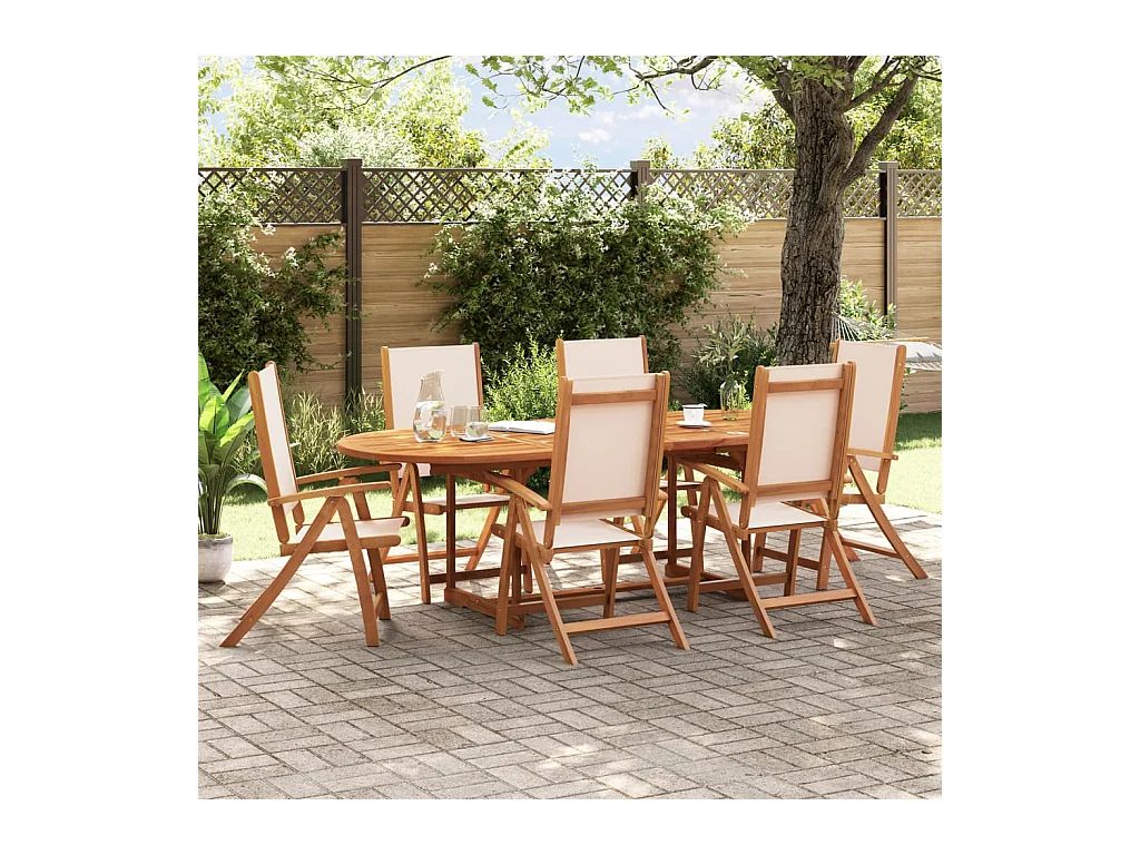 Klappbare Gartenstühle 6er-Set aus Akazienholz und Textilene