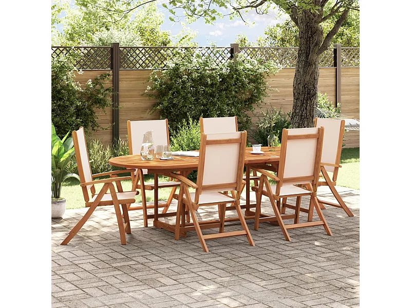 Chaises pliables de jardin lot de 6 bois d'acacia et textilène