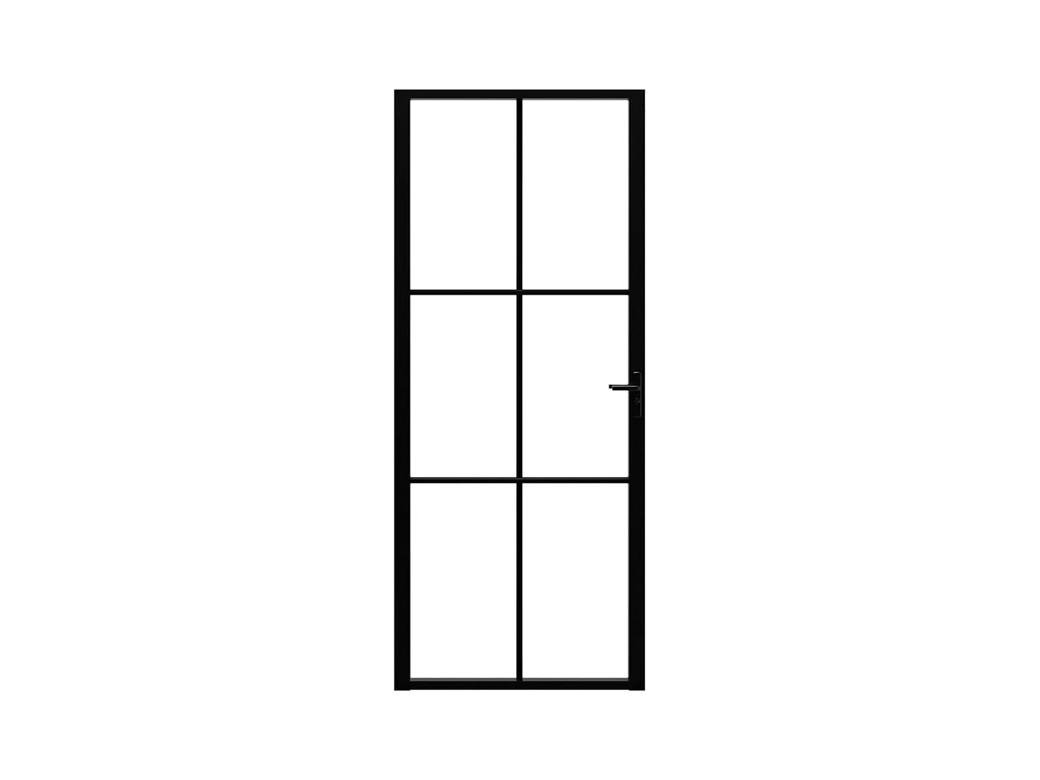 Binnendeur ESG glas en aluminium 83x201,5 cm Zwart