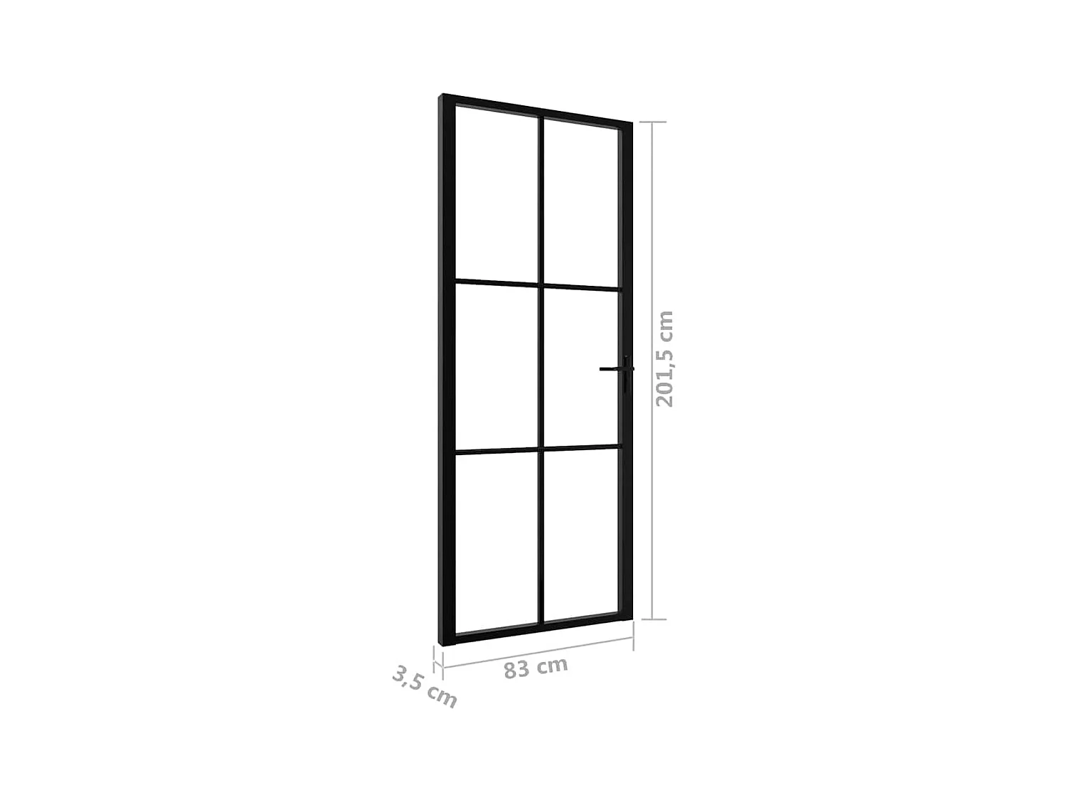 Binnendeur ESG glas en aluminium 83x201,5 cm Zwart