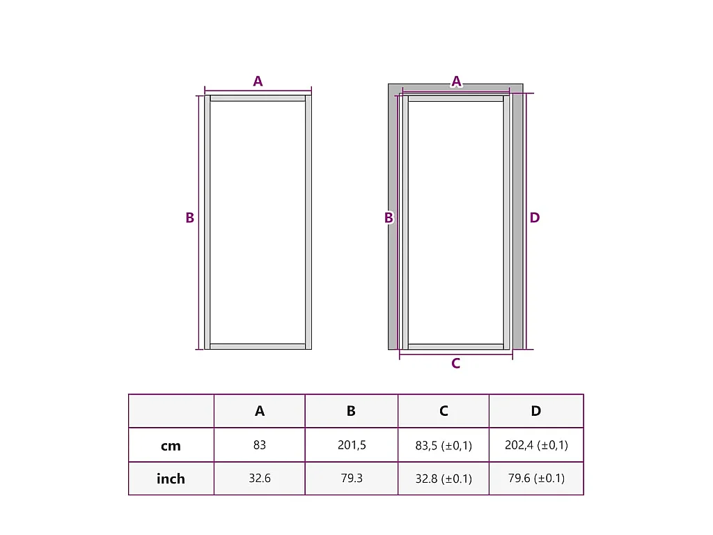 Binnendeur ESG glas en aluminium 83x201,5 cm Zwart
