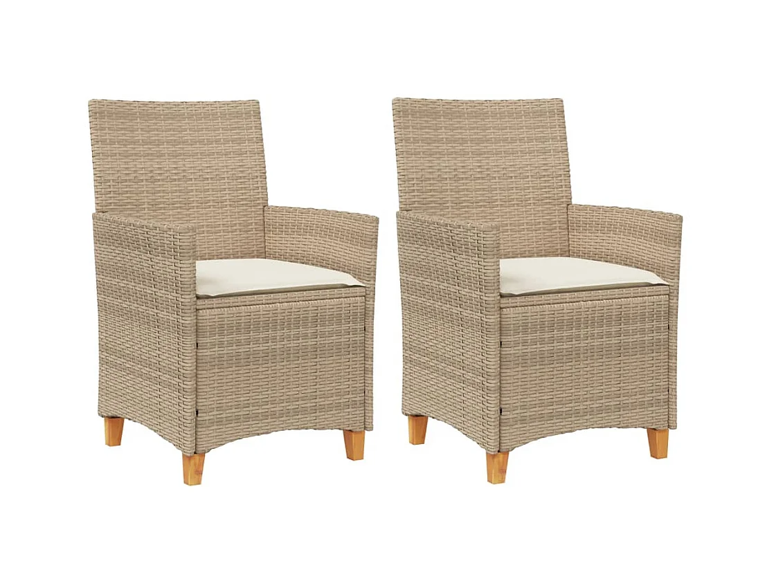 Tuinstoelen kussens set van 2 beige hars riet hout