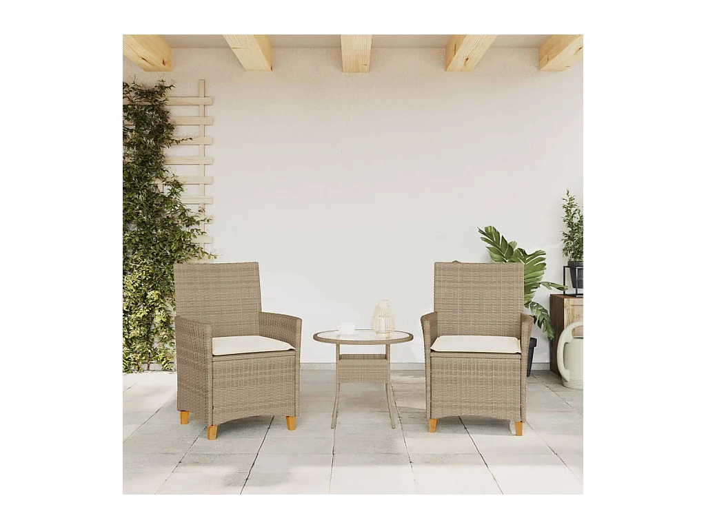 Tuinstoelen kussens set van 2 beige hars riet hout