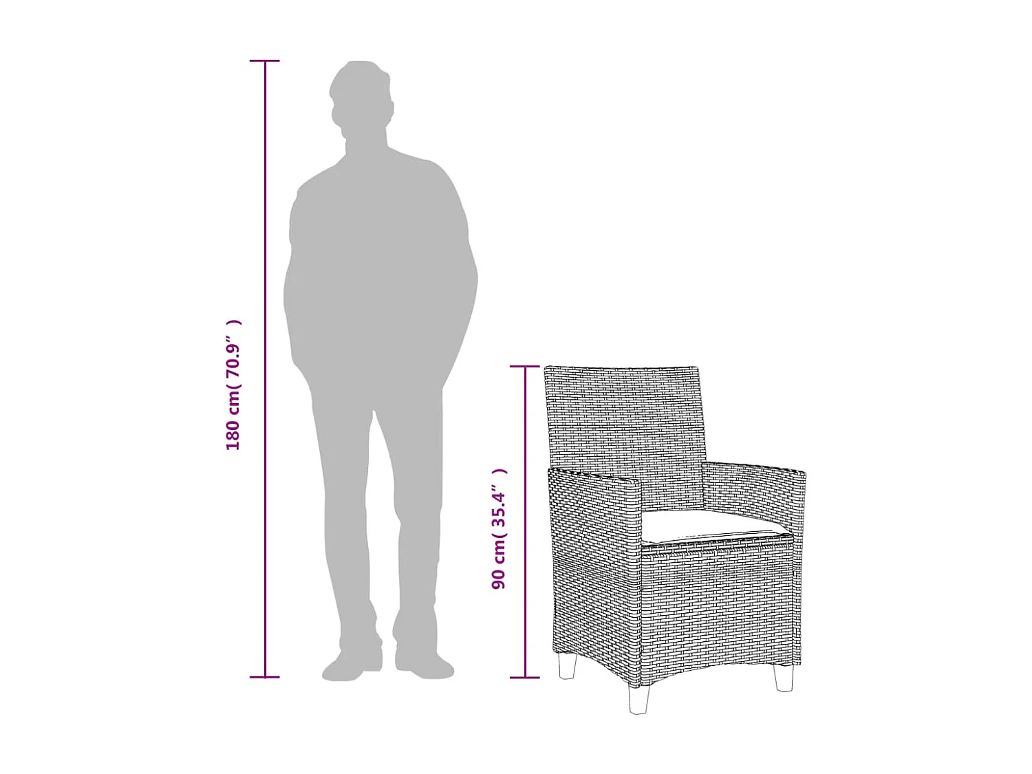 Chaises de jardin coussins lot de 2 beige résine tressée bois